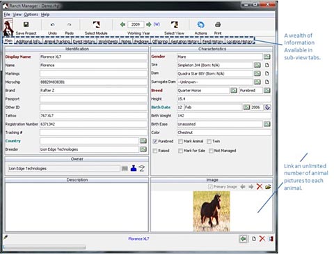 Screen Shot Equine Software