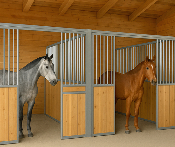 Plan your horse stall sizes and consider ventilation and social interaction.