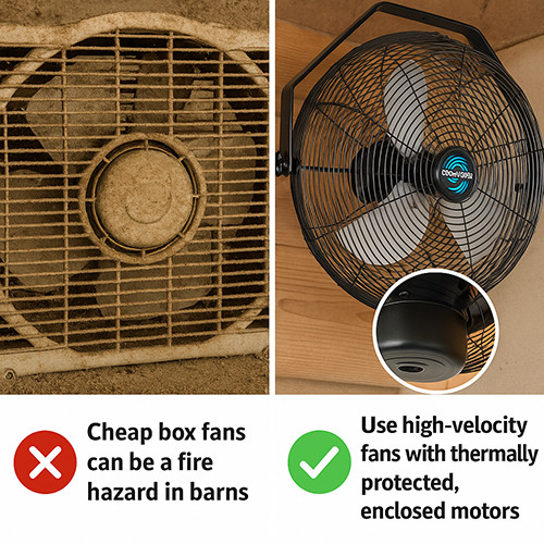 Choose a fan that is designed for barns.