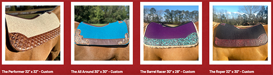 Wool Horse Saddle Pads come in a variety of colors and shapes.