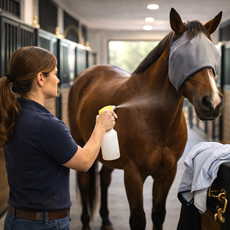 Horses have sensetive skin. Stop flys and Mosquitos before they bite your horse